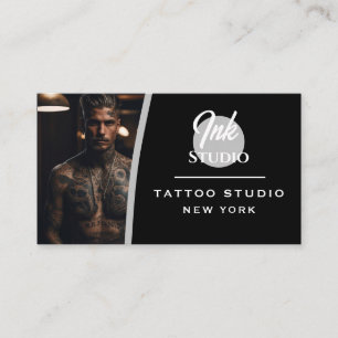 Carte de visite Studio de tatouage Photo noire
