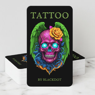 Carte De Visite Studio de tatouage professionnel crâne ailé Tatoua