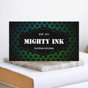 Carte De Visite Studio De Tatouage Vert Grunge Moderne   Artiste d