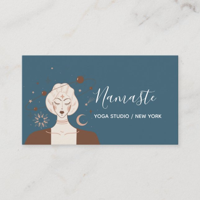 Carte De Visite Studio de yoga céleste aux tons muets modernes (Devant)