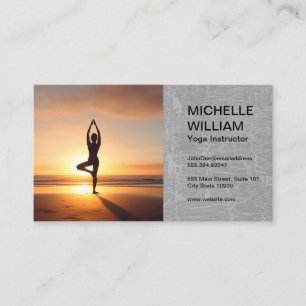 Carte De Visite Studio de Yoga Fond Lever de Soleil Santé