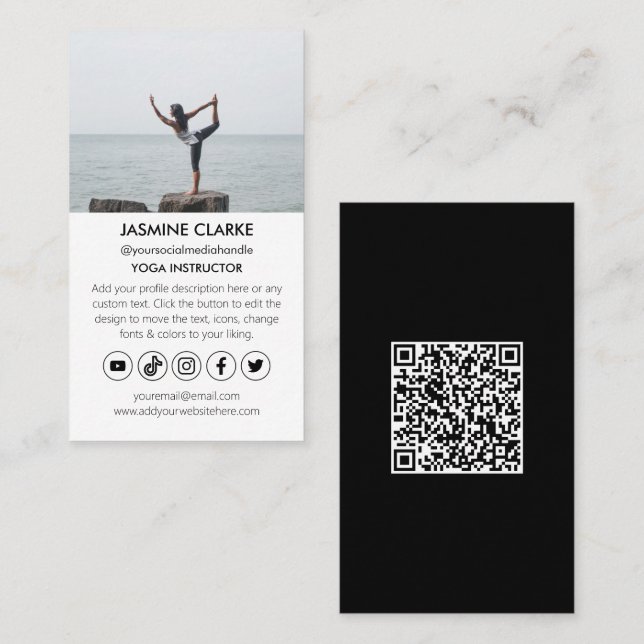 Carte De Visite Studio d'instructeur de yoga moderne Icônes de méd (Devant / Derrière)