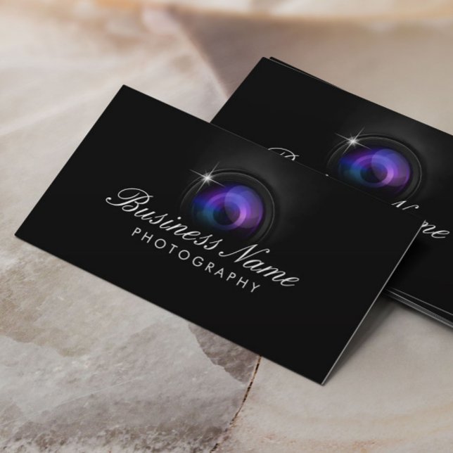 Carte De Visite Studio Photographie Black Camera Lens (Créateur téléchargé)