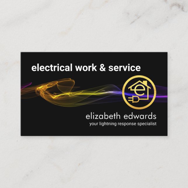 Carte De Visite Stunning Black Striking Electrical Lightning (Devant)