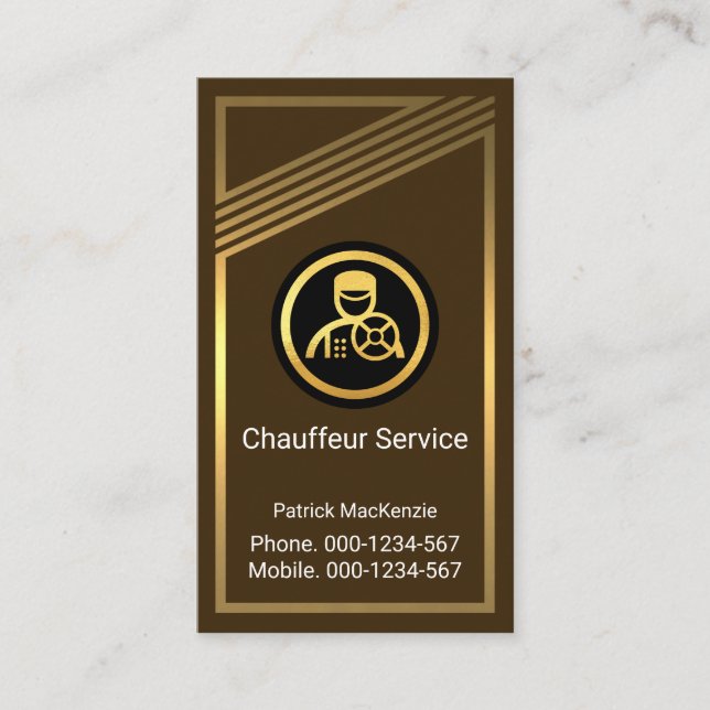 Carte De Visite Stunning Gold Stripes Frame Chauffeur (Devant)
