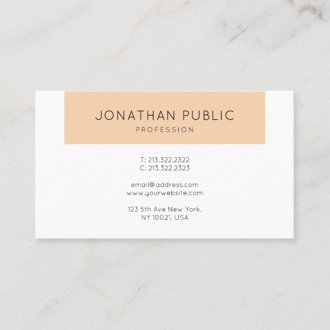 Carte De Visite Style Apricot Couleur Moderne Minimaliste Plain (Devant)