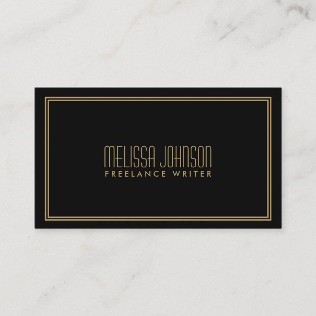 Carte De Visite Style Art Déco Simple Elegance Noir/Or (Devant)