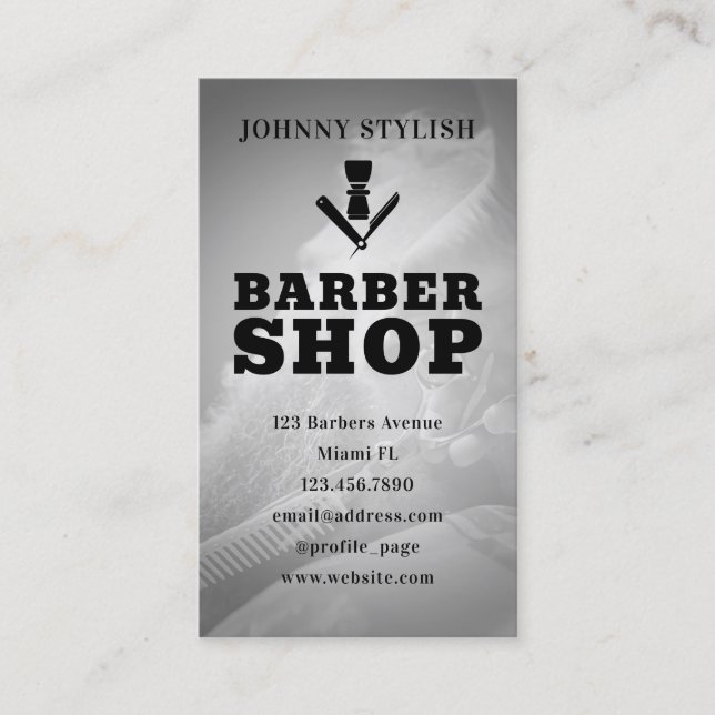 Carte De Visite Style barbier professionnel avec logo (Devant)