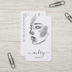 Carte De Visite Style Beauté noir blanc Aquarelle Script