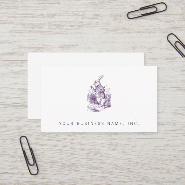 Carte De Visite Style blanc de Letterpess de lapin (Devant/Arrière en situation)
