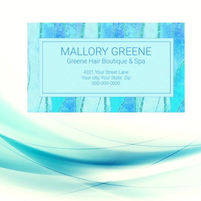 Carte De Visite Style Blue Glam Luxe Beauté Salon Design (Créateur téléchargé)