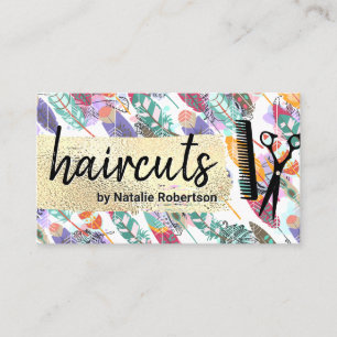Carte De Visite Style Boho   Or brossé   Outils Salon