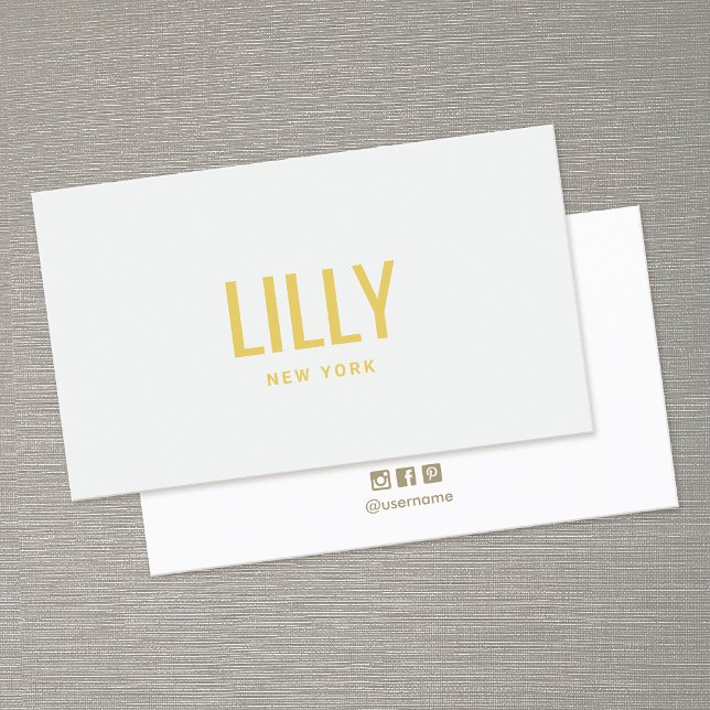 Carte De Visite Style chic gris jaune typographie (Créateur téléchargé)
