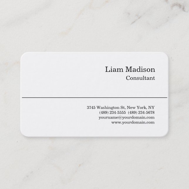 Carte De Visite Style classique Noir Blanc tendance Professionnel (Devant)