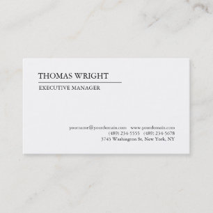 Carte De Visite Style classique Simple Blanc Professionnel