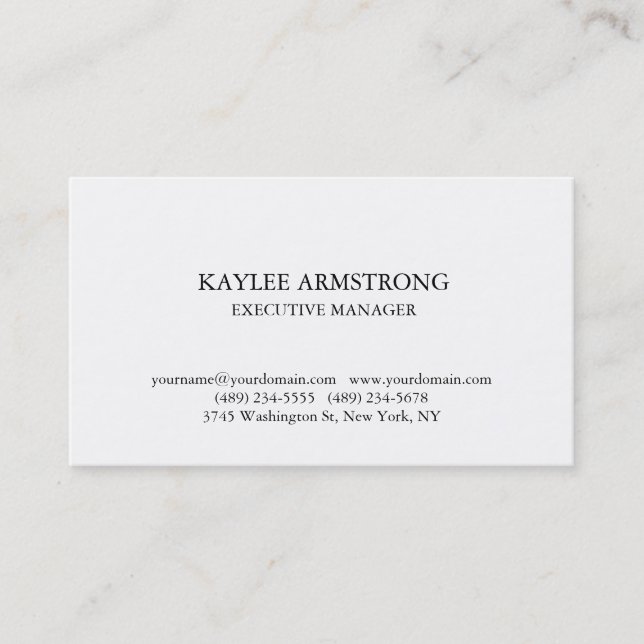 Carte De Visite Style classique simple blanc professionnel (Devant)