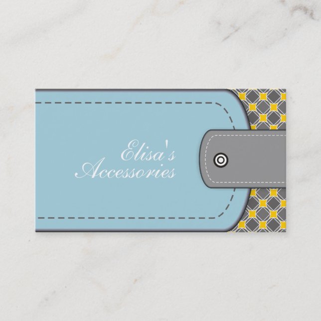 Carte De Visite Style cuir bleu et jaune motif moderne (Devant)