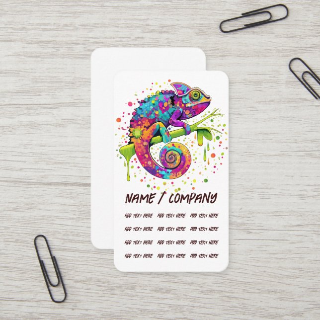 Carte De Visite Style d'aquarelle des teintures Chameleon (Devant/Arrière en situation)