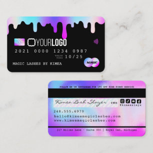 Carte De Visite Style de crédit du logo holographique violet et ro