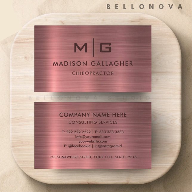 Carte De Visite Style de métal rose-violet personnalisé profession (Custom Pink Purple Metal Style Professional Business Card)