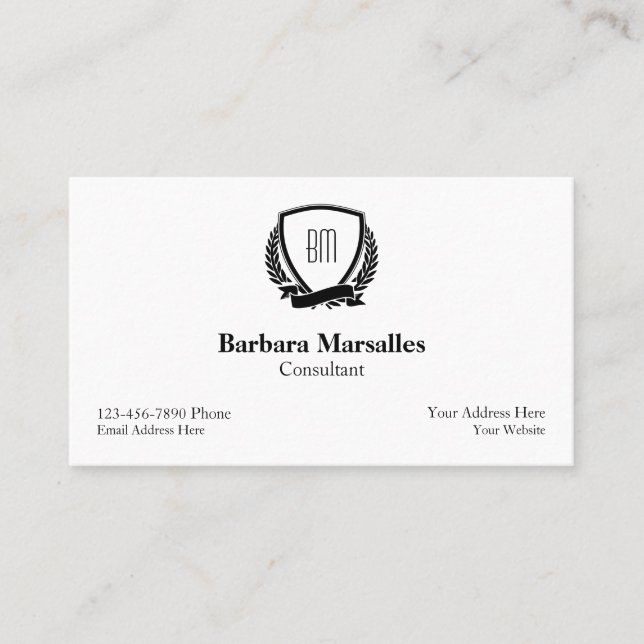Carte De Visite Style de monogramme exécutif classique (Devant)