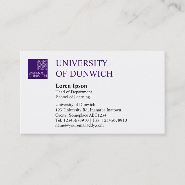 Carte De Visite Style d'université - Deep Purple (Devant)