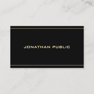 Carte De Visite Style Gold Nom Texte Moderne Simple Noir tendance