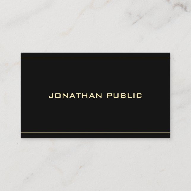 Carte De Visite Style Gold Nom Texte Moderne Simple Noir tendance (Devant)