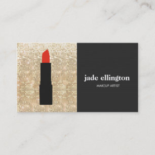 Carte De Visite Style Gold Sequin Maquillage Artiste Lipstick Beau
