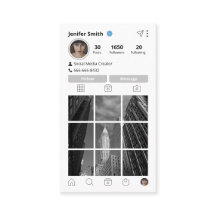 Style Instagram avec les icônes des médias sociaux