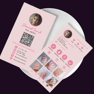 Carte De Visite Style Instagram rose QR Code Nail Artiste
