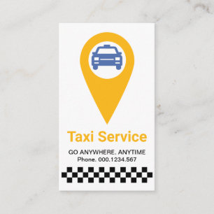 Carte De Visite Stylé minimaliste Taxi Jaune Emplacement Pilote de