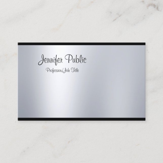 Carte De Visite Style moderne à main libre en argent look élégant  (Devant)
