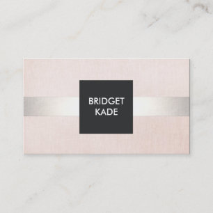 Carte De Visite Style Moderne Beauté Argent rayé rose pâle
