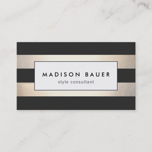 Carte De Visite Style moderne Gold Black Stripes (Devant)
