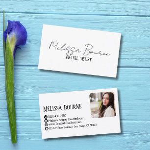 Carte De Visite Style moderne noir blanc, photo professionnelle