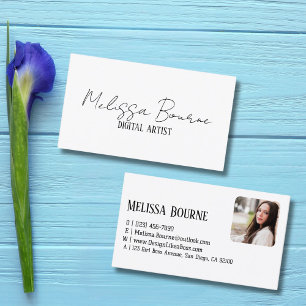 Carte De Visite Style moderne noir blanc, photo professionnelle