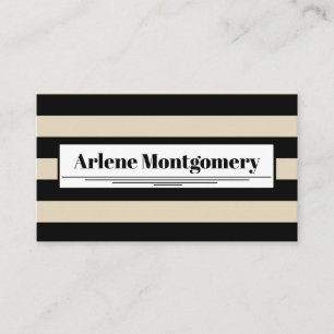 Carte De Visite Style moderne noir & taupe épais rayures