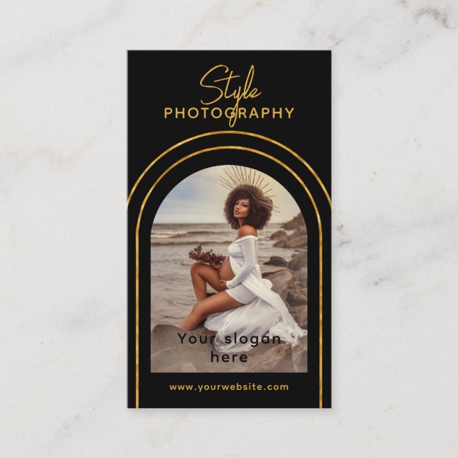 Carte De Visite Style moderne photo de script QR Code Photographie (Devant)