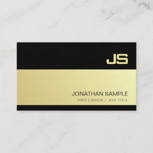 Carte De Visite Style Monogrammed Black Gold Design Plaine Luxe