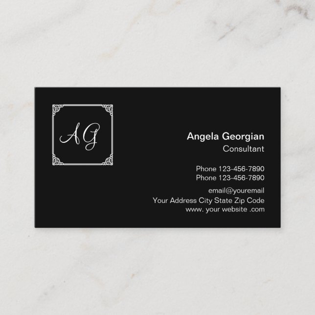 Carte De Visite Style monographique professionnel classique (Devant)