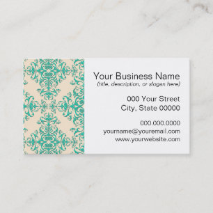 Carte De Visite Style Motif vert et blanc cassé