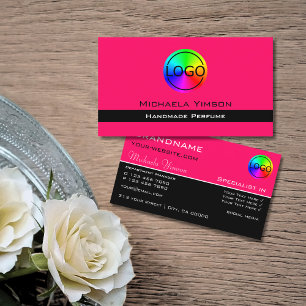 Carte De Visite Style rose et noir chic avec logo professionnel