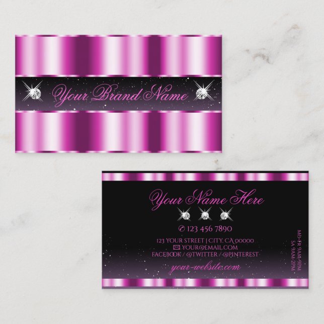 Carte De Visite Style rose violet noir bijoux étincelants Luxueux (Devant / Derrière)