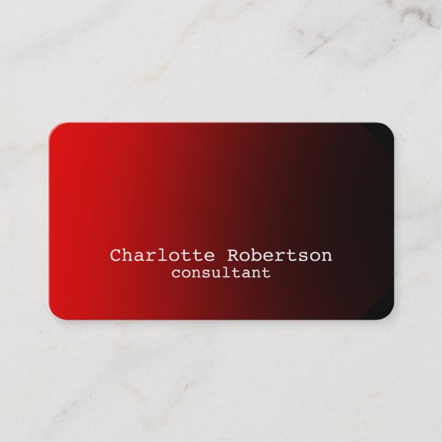Carte De Visite Style Rouge Plaine Créative Moderne Consultant (Devant)