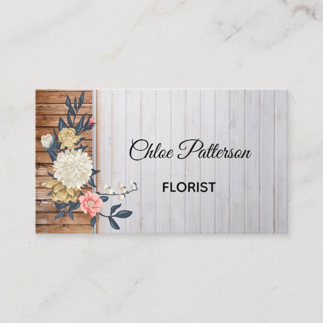 Carte De Visite Style rustique floral (Devant)