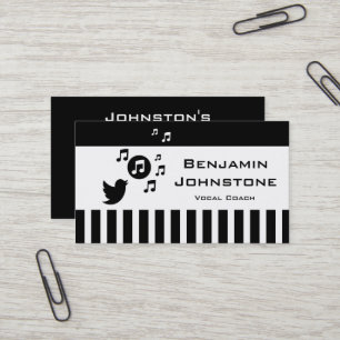 Carte De Visite Style Songbird Black White Stripes personnalisées