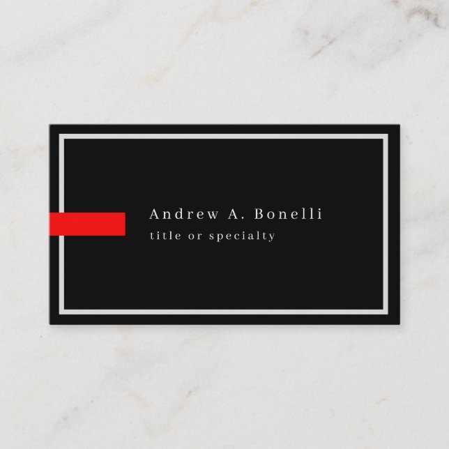 Carte De Visite Style tendance noir blanc rouge professionnel mode (Devant)