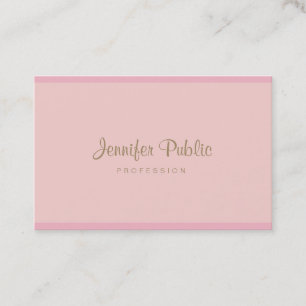 Carte De Visite Style tendance Pink Gold Hand Script Moderne éléga