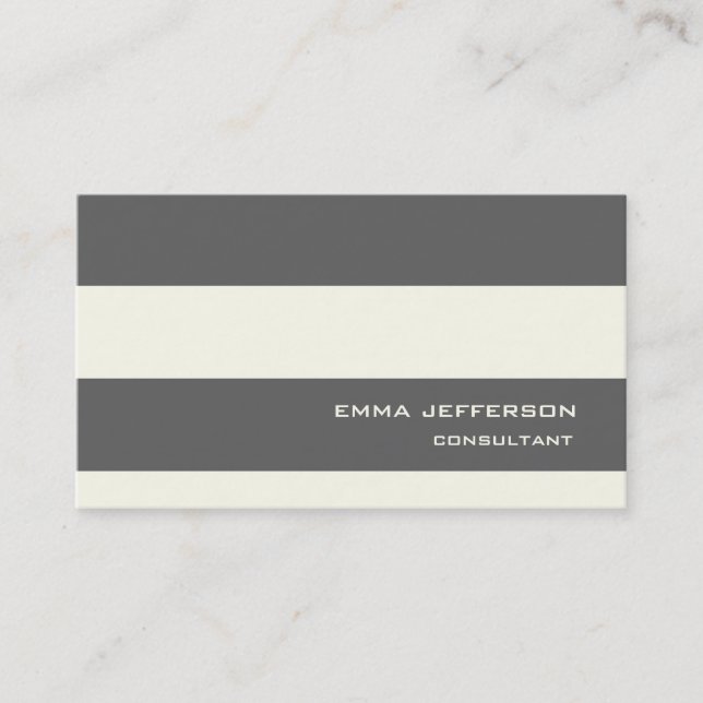 Carte De Visite Style tendance pour rayures d'ivoire gris professi (Devant)